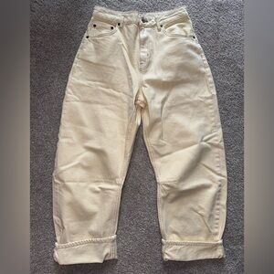 Topshop Butter Yellow Barrel Jeans